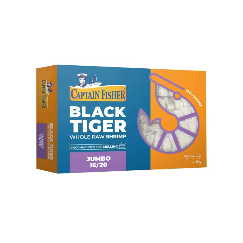 Captain Fisher Raw Black Tiger Shrimp 1 kg